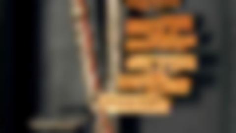 Ur Silvermuseets utställning Ur naturen: en träkalender bestående av sex träskivor med inristade streck och symboler. Kalendern hänger på en trädstam.