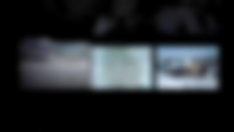 Three screens in a dark environment, where the slideshow "Arjeplog - pictures of us" is shown.